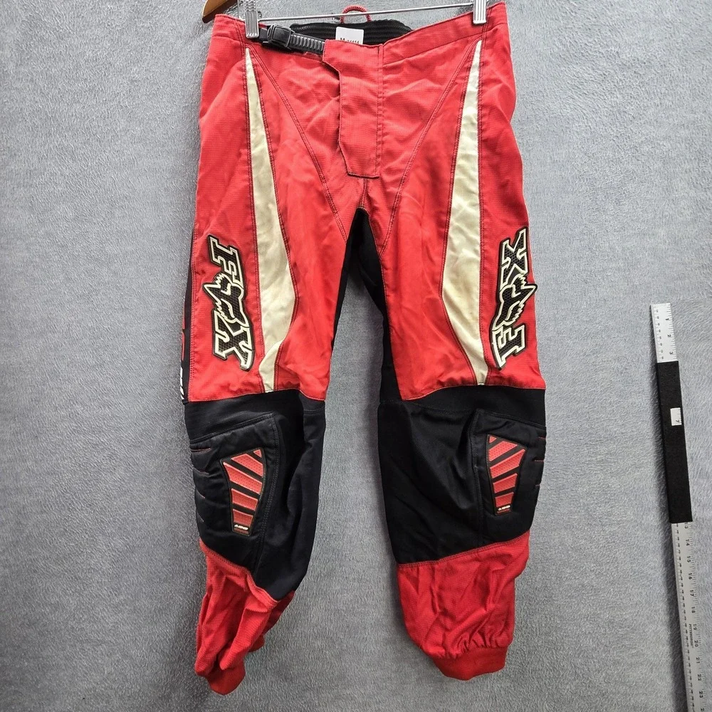 Fox Racing Men Motocross Pants 32 Red 180 Dirt Bike Colorblock Logo Y2K READ